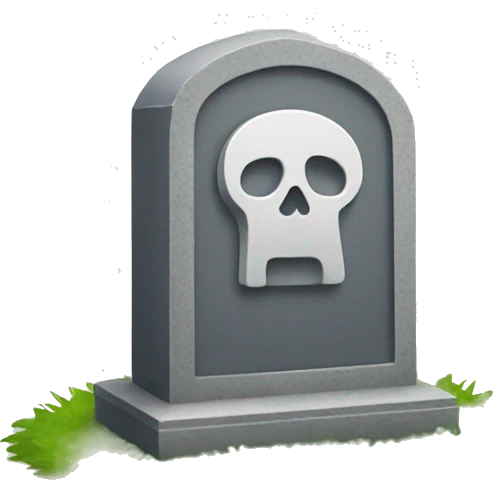 postgres logo with headstone emoji