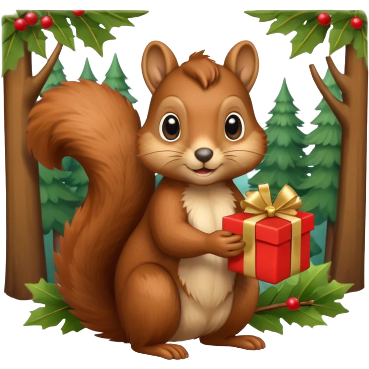 squirrel with a wrapped gift in one paw emoji