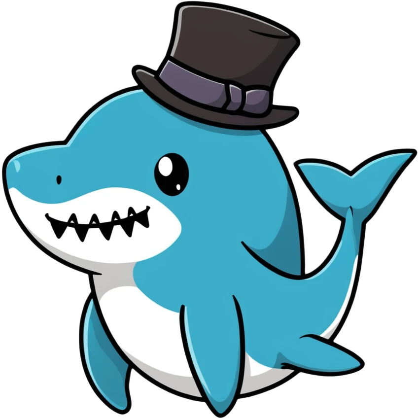Shark with a top hat emoji