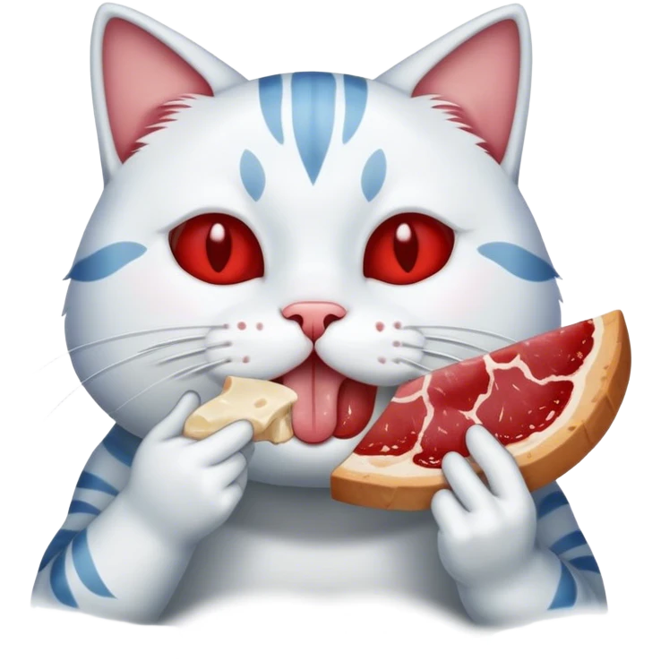 cat holds a slice of lard in his mouth emoji