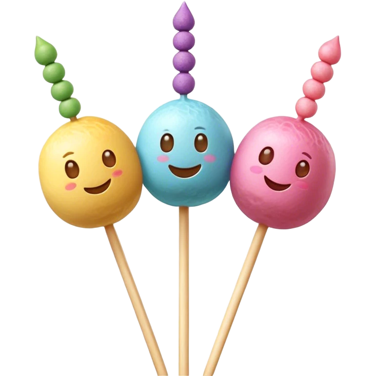 Dango Cinematic Realistic Dango Dessert Emoji, depicted as a skewer holding three colorful rice dumpling balls in different hues, rendered with delicate textures and soft, inviting lighting. emoji