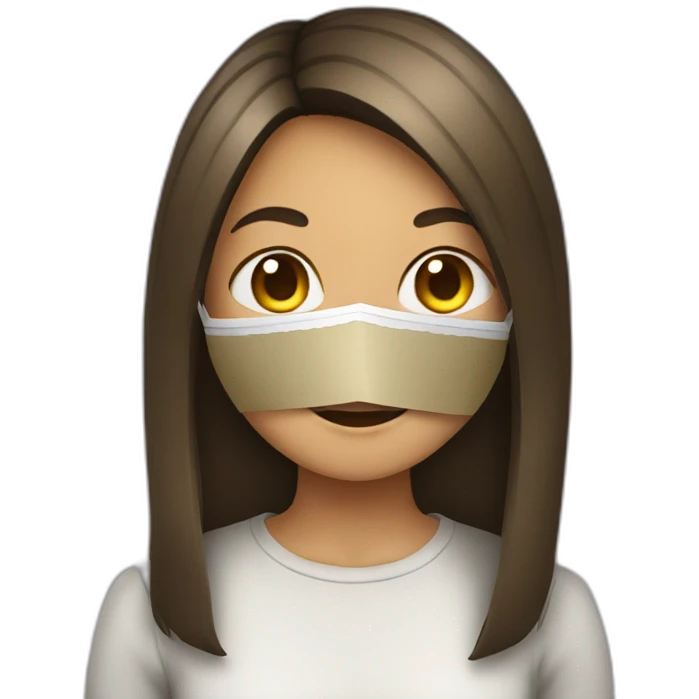 Girl with a horse mask holding paper emoji