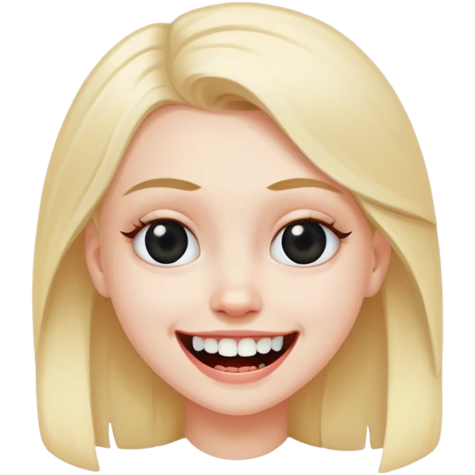 Smiling white girl with black eye and missing tooth emoji