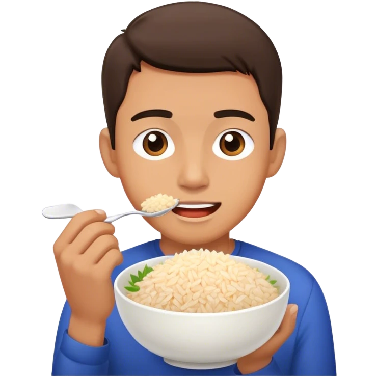 A man eat rice emoji