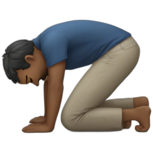 man prostrates himself asking for help emoji