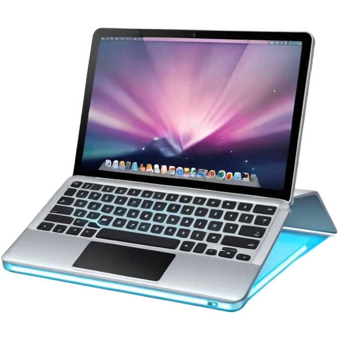 A modern laptop with a glowing screen and sleek aluminum body emoji