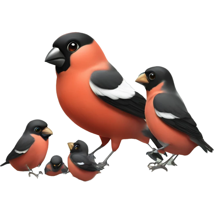 Bullfinch aduld and babies emoji