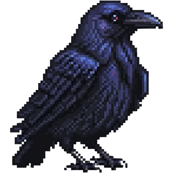 raven in pixel art style emoji