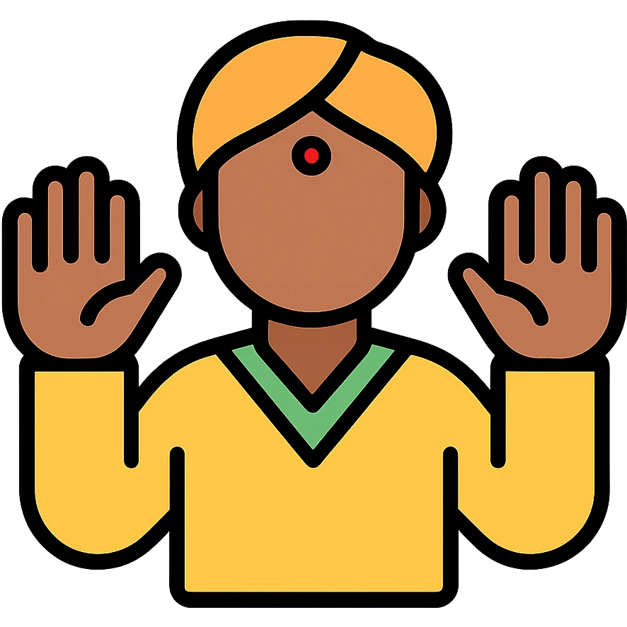 Indian person with hands raised in surrender icon emoji