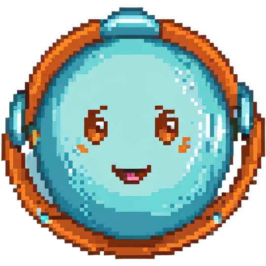 Uranus planet with light blue color, rings, and a cute expressive face emoji