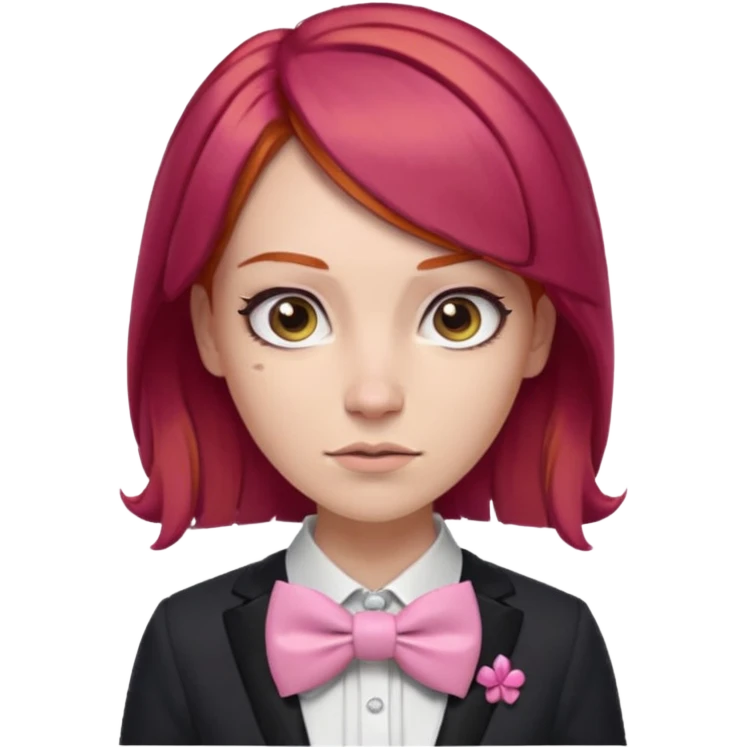 In A Clash Of Clans Aesthetic readhead hair woman with pink bowtie emoji