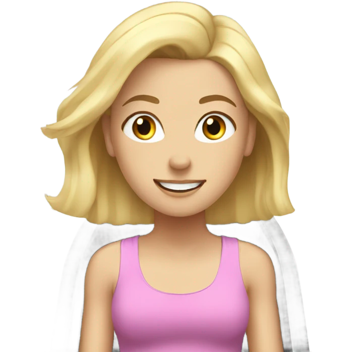 white girl with blonde hair on treadmill emoji