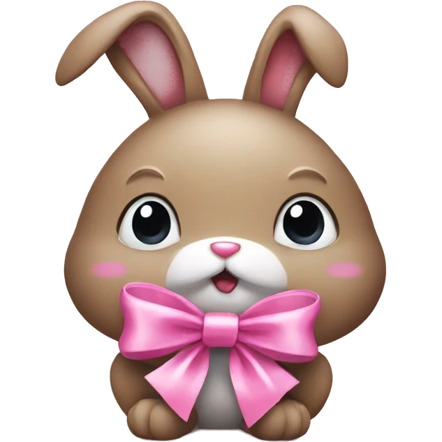 Bunny with pink ribbon eating candy emoji