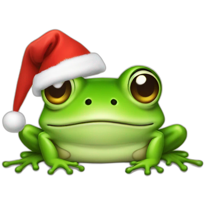 Frog with Christmas hat emoji
