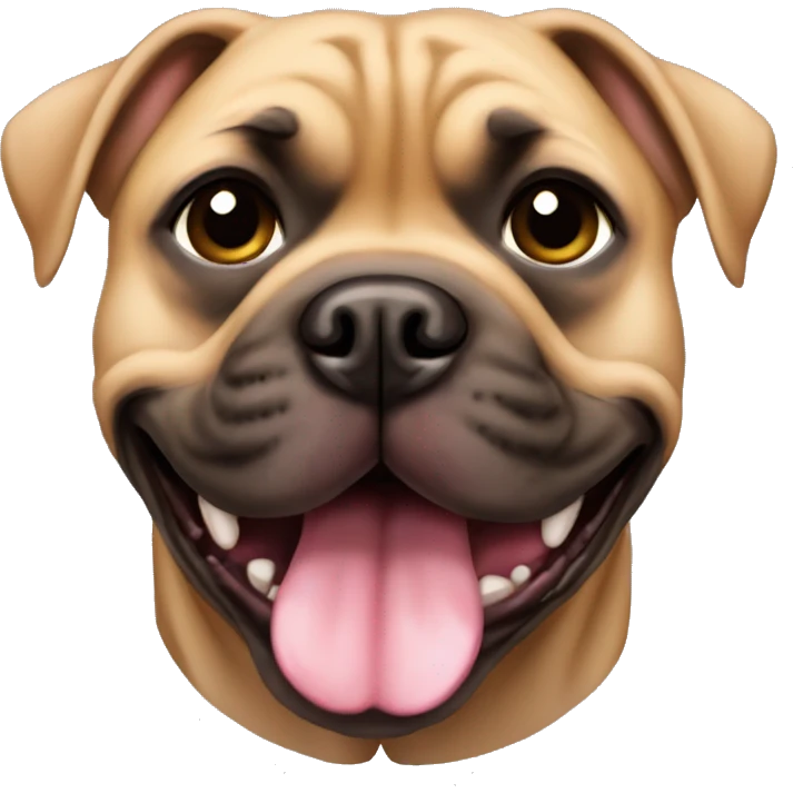 sweet tan pitbull dog female round pug emoji