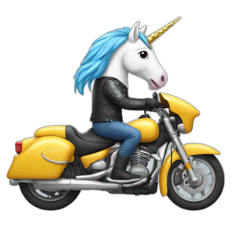 une licorne sur une moto emoji