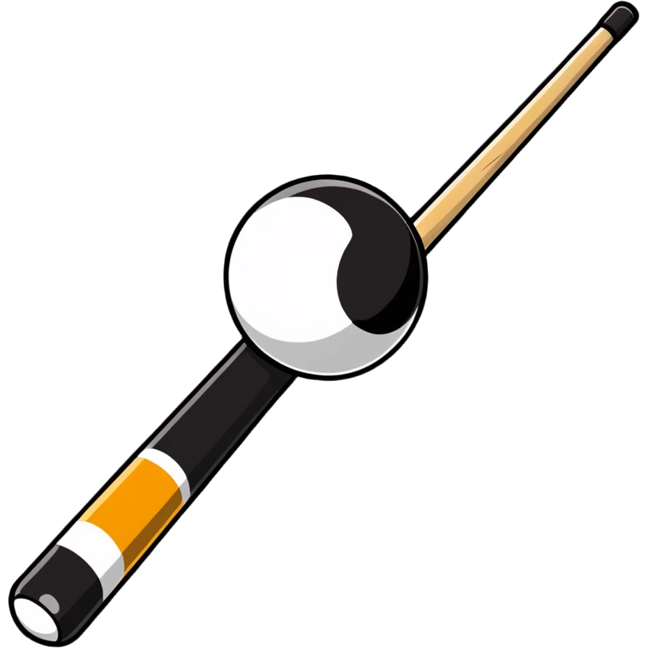 pool cue stick and 8 ball emoji