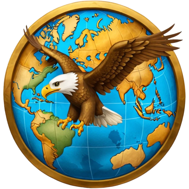 aigle avec mappemonde emoji