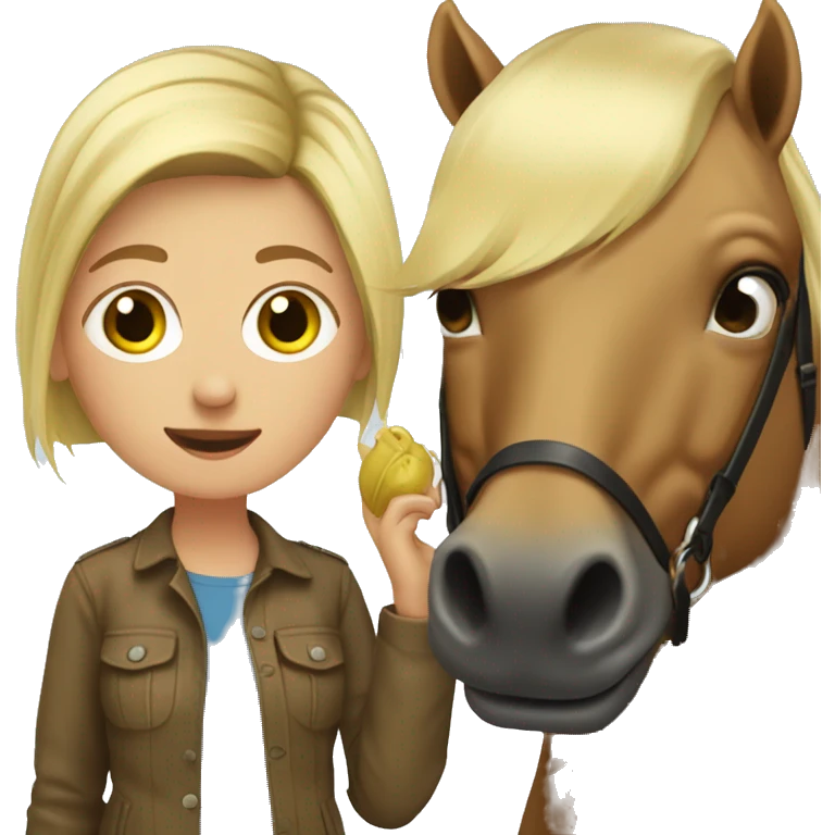 Dirty blonde girl with a seal bay horse  emoji