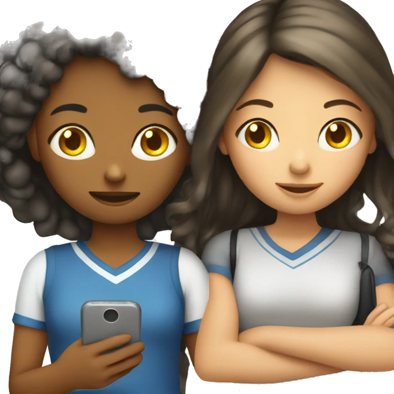 Girl with mom texting eacher emoji