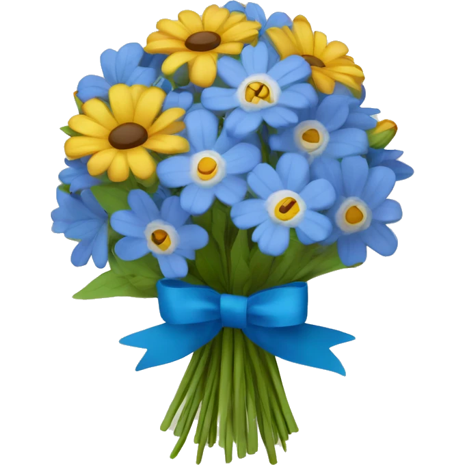 wildflower bouquet tied with blue bow emoji