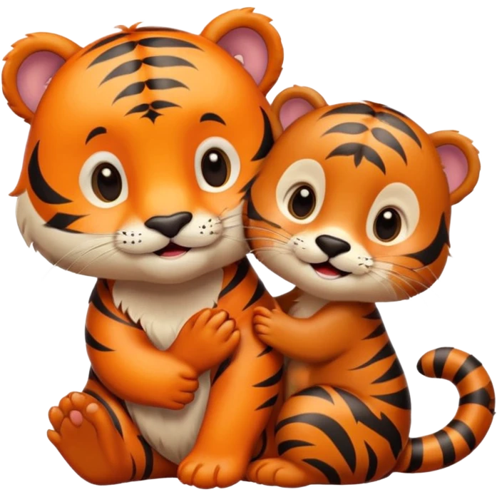 tiger and little otter in love emoji