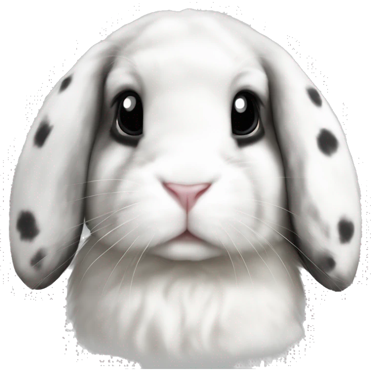 White with black spots holland lop rabbit with a white nose emoji