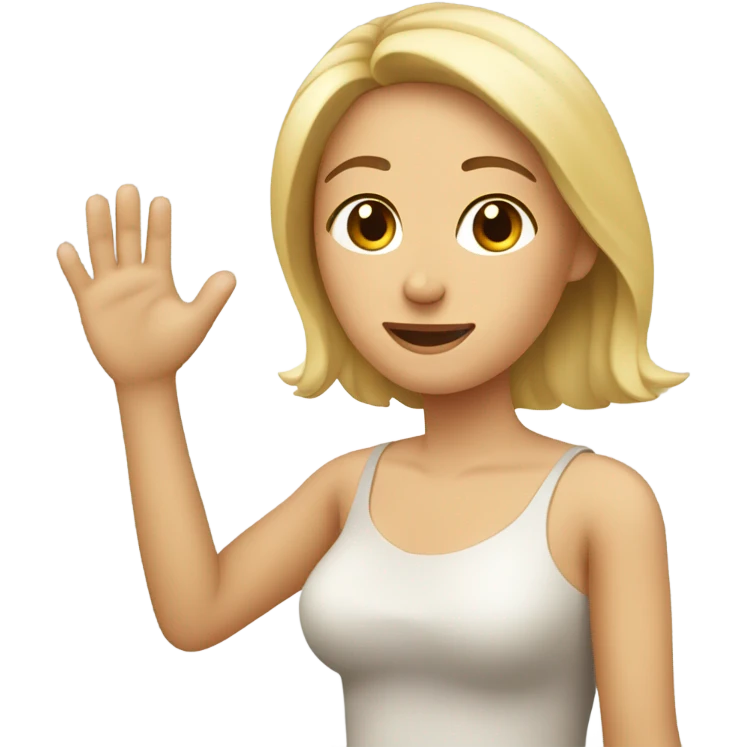 Mujer rubia blanca levantando la mano emoji