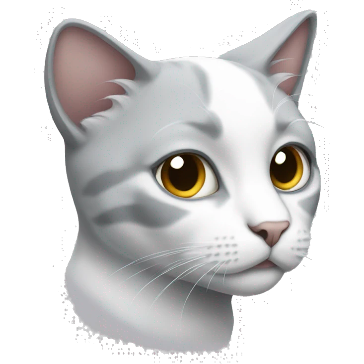 White grey cat looking cute  emoji