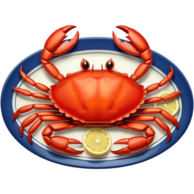 crab on a porcelain platter with lemon  emoji