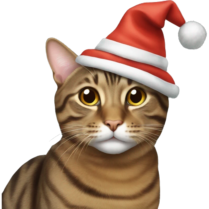 brown tabby cat in a New Year's hat emoji