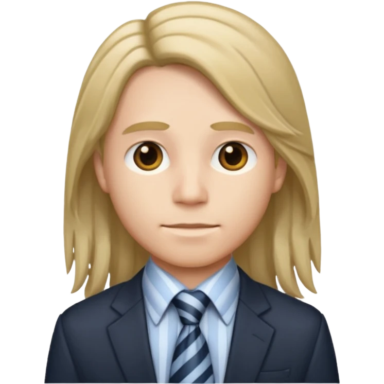 striped shirt with long hairand tie emoji