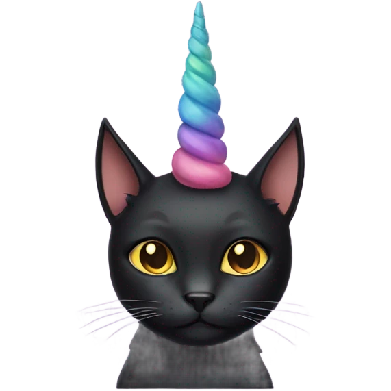 Black cat with a unicorn horn emoji