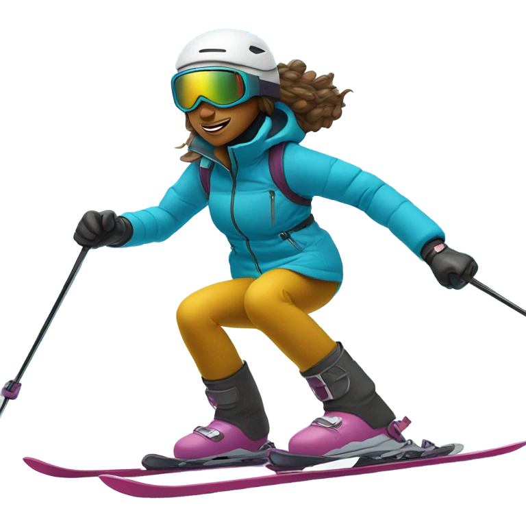 girl skiing in the mountains  emoji