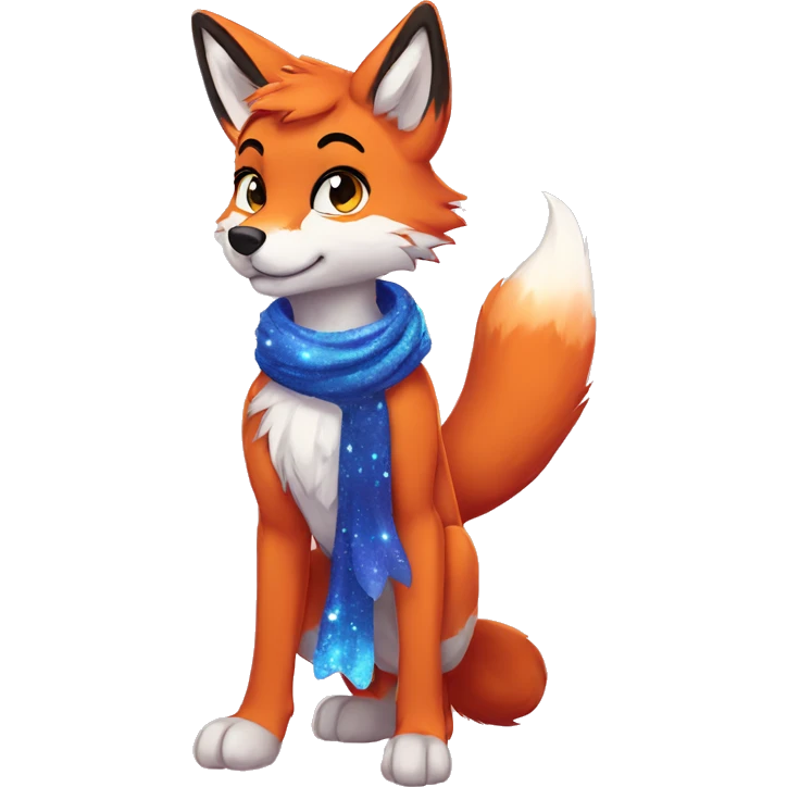Colorful Sparkle-fox-fursona full body emoji