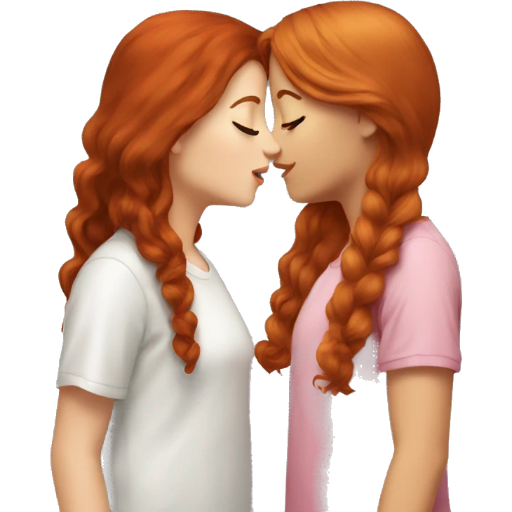 Red head girl kiss other brown hair girl  emoji