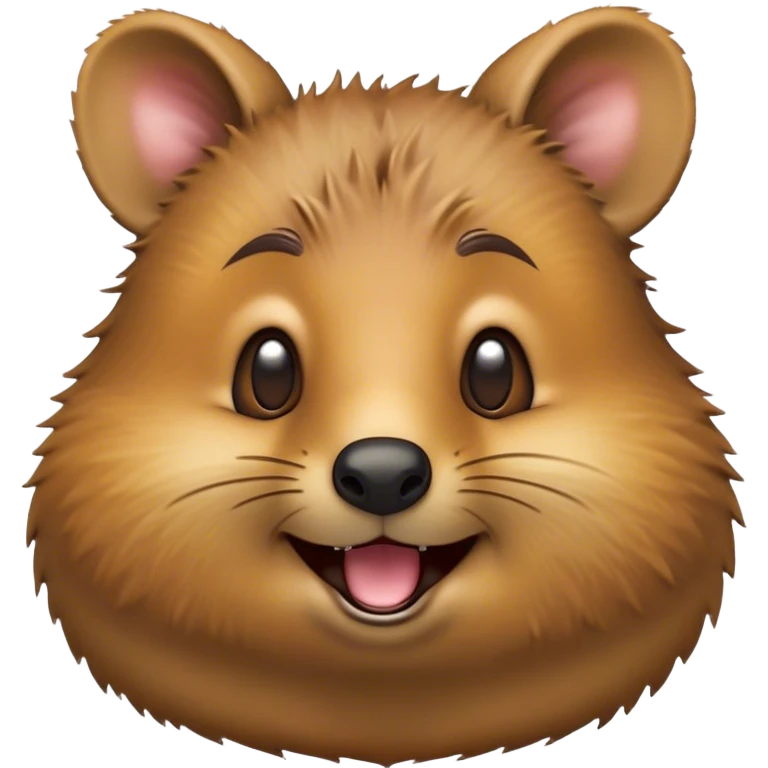 Cinematic Comical Quokka Portrait Emoji, Head tilted dramatically with an exaggeratedly amused expression, featuring a quirky, fluffy brown fur with a wide, playful grin and expressive eyes filled with humorous disbelief, Simplified yet hilariously expressive features, highly detailed, glowing with a slightly sassy glow, high shine, dramatic yet playful, stylized with an air of cheeky marsupial mischief, bright and endearing, soft glowing outline, capturing the essence of a spirited and over‐the‐top quokka, so meme‐worthy it feels like it could beam its way into internet fame instantly! emoji