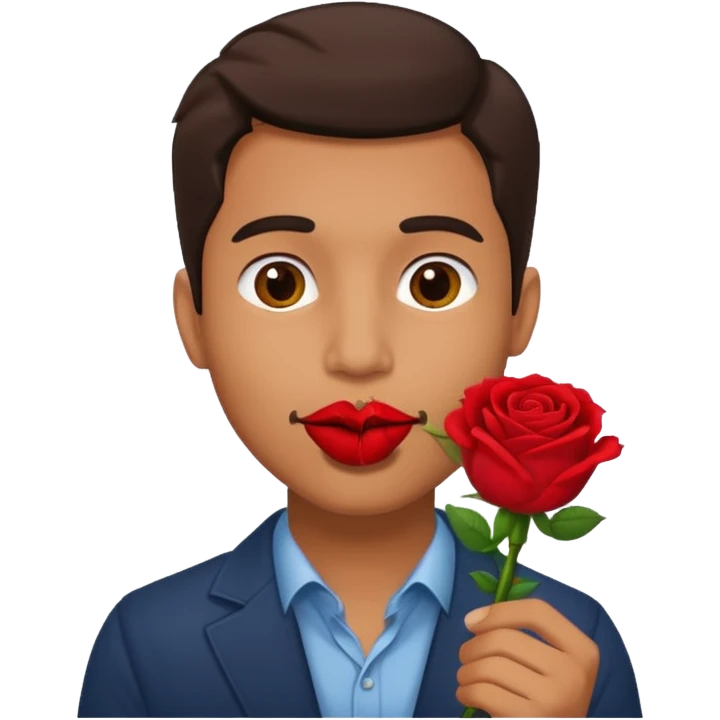 Ağızında gül olan adam emoji