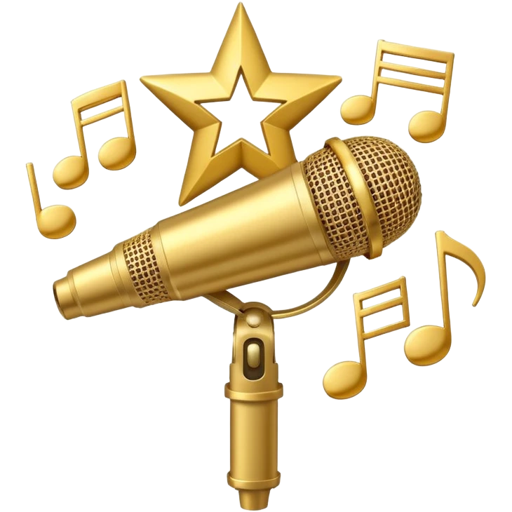 microphone with musical notes and a star emoji