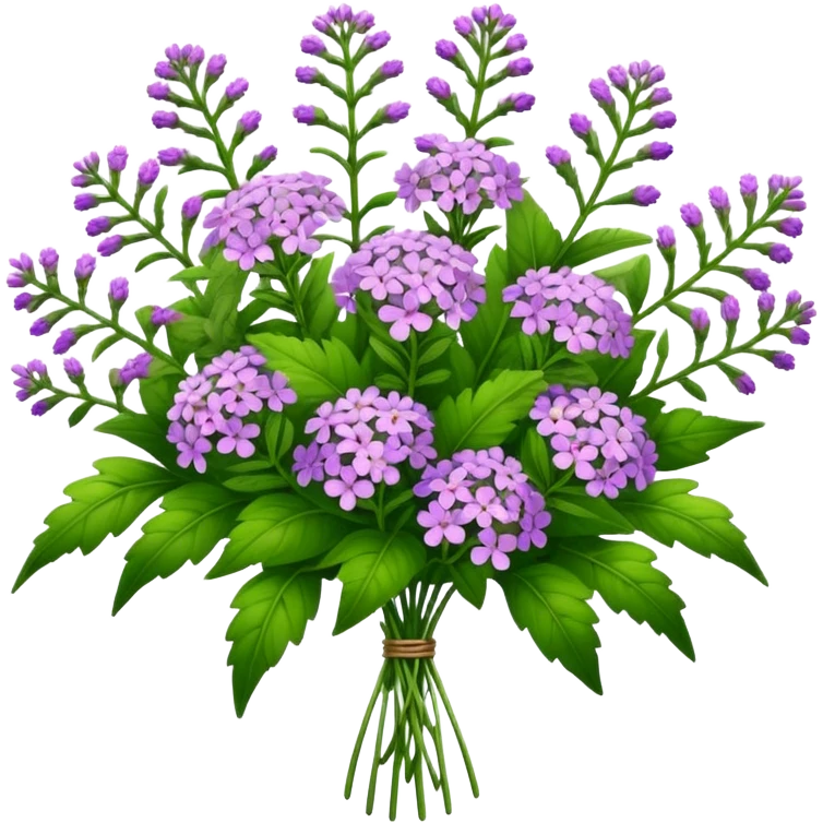 big bouquet verbena flower, stem, leaf emoji