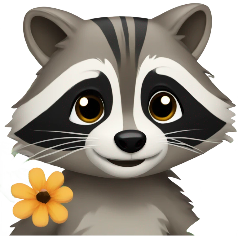 Raccoon with flowers emoji