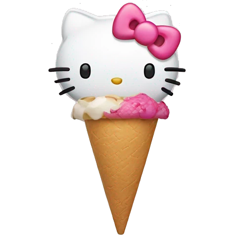 hello kitty eating ice cream emoji