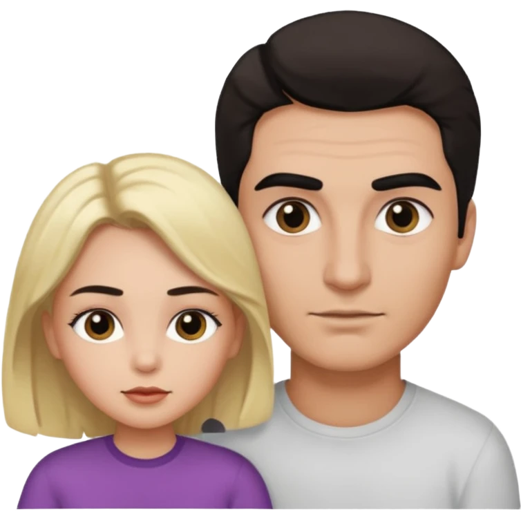 مرد و زنی چشم و ابرو و موی مشکی که عاشق هم هستن و یک بچه دارند  emoji