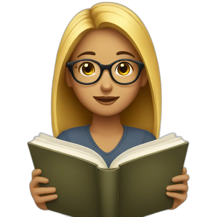 a girl reading a book wearing a glasses emoji