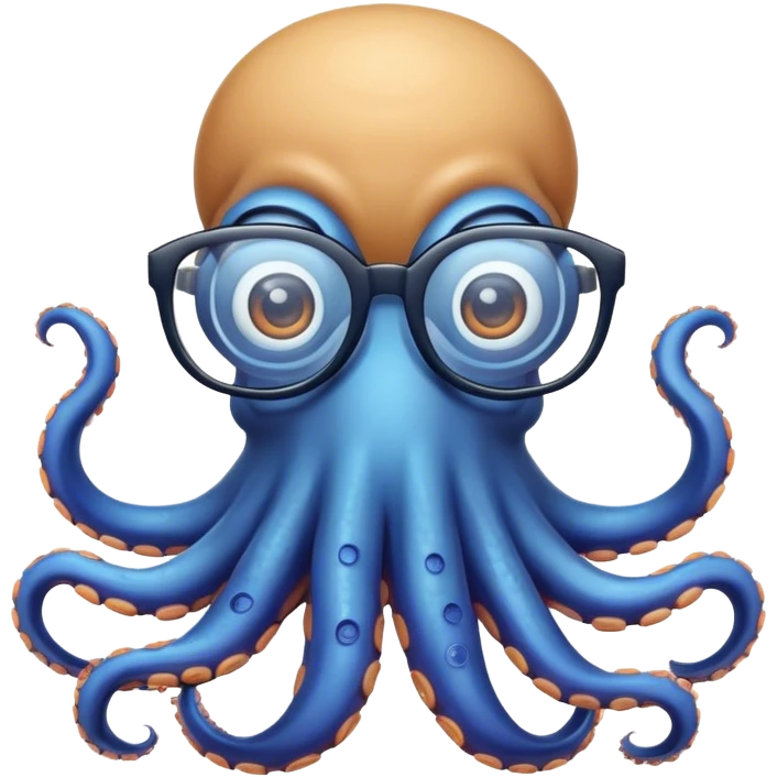 blue funny octopus with glasses emoji