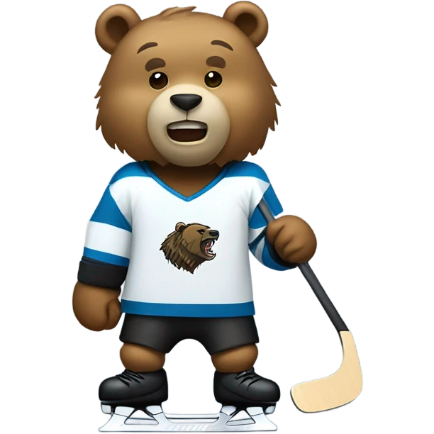 Bear playing hockey emoji