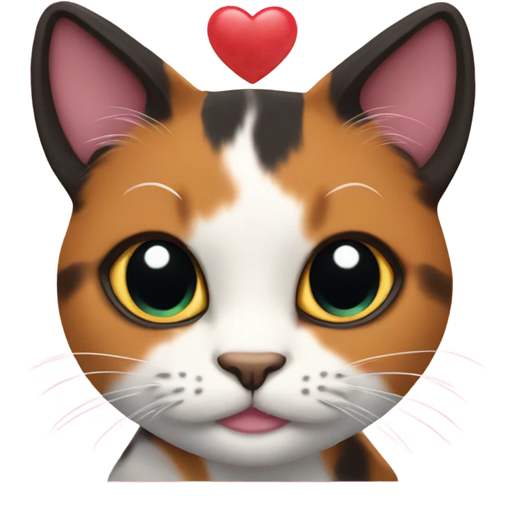 calico cat holding heart emoji