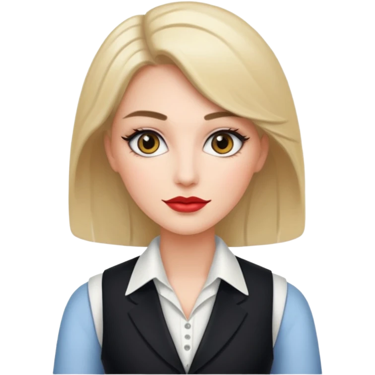 portrait of adult woman, formal vest, makeup emoji