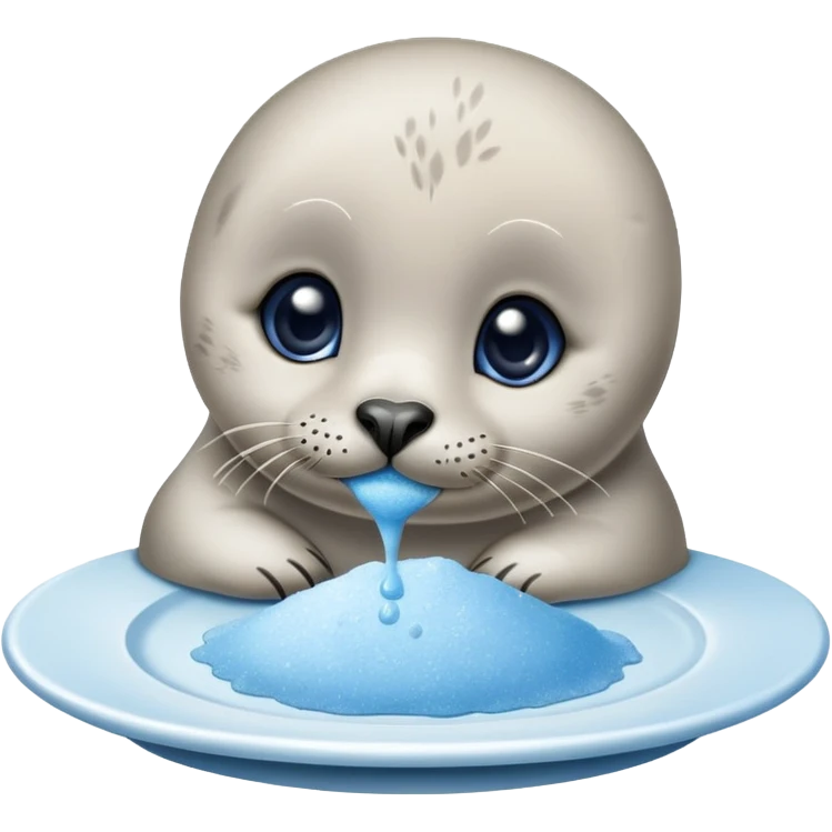 Baby seal smelling blue salt powder on the plate and went crazy emoji