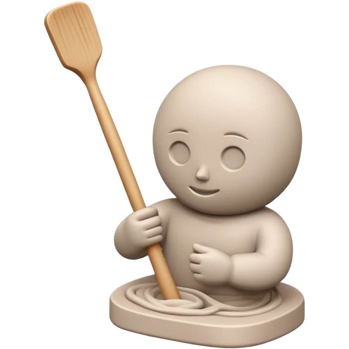 Sculpting icon, clay being molded into a figure, sculpting tools like a spatula and modeling stick, soft curves, minimalistic style, clean lines, transparent background. emoji